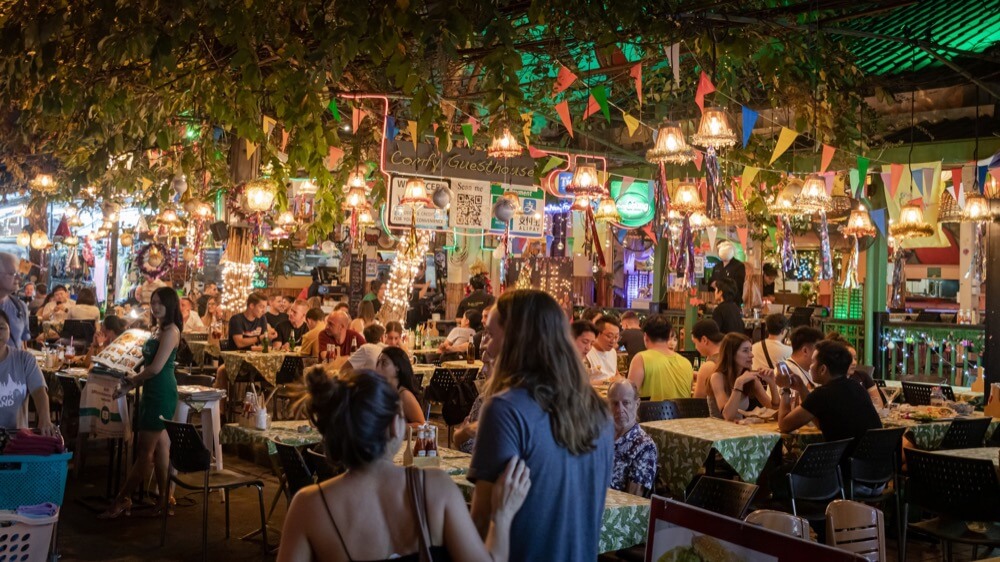 Restaurant at Bangkok night time